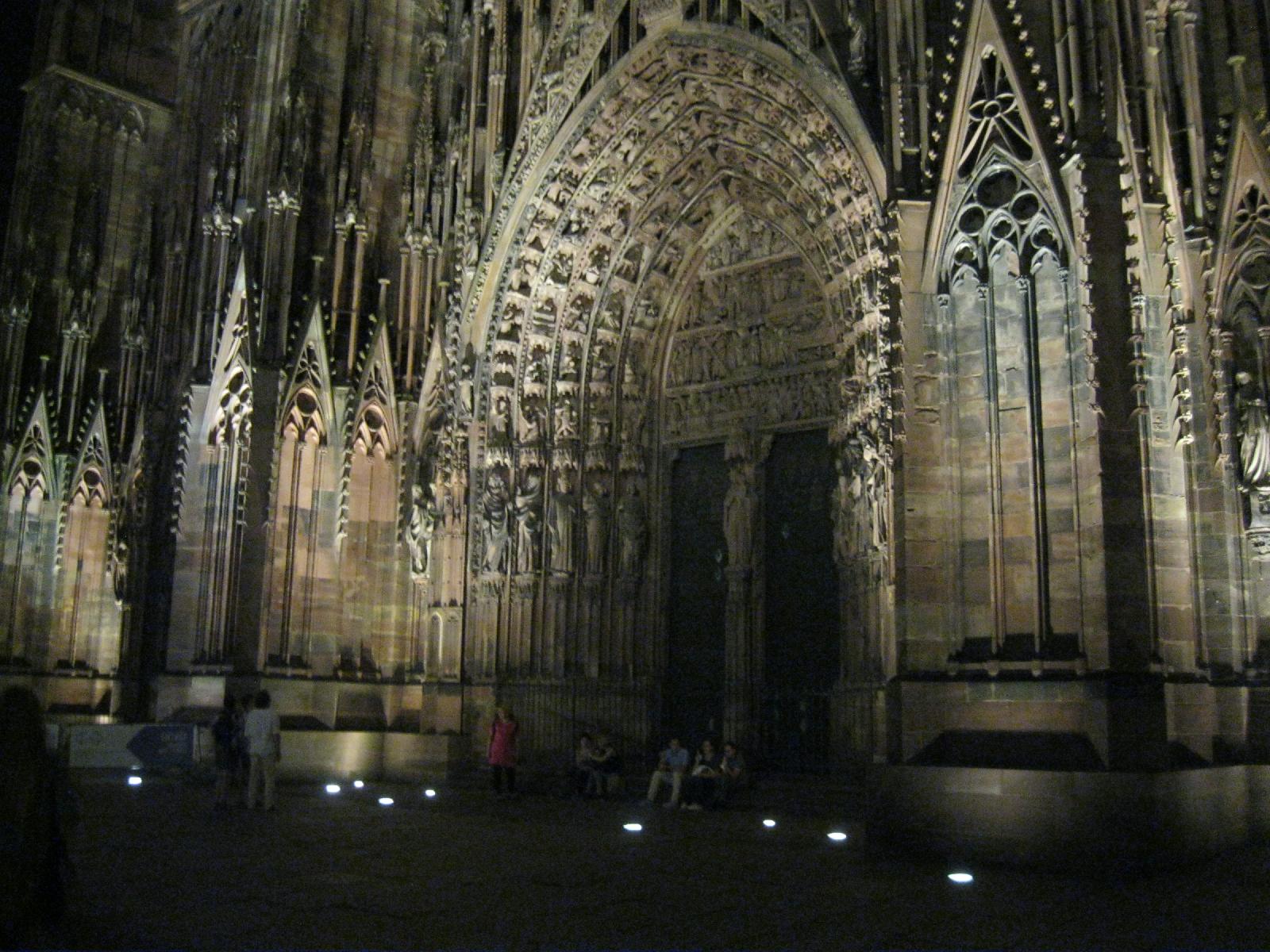 Cathedral entrance at night