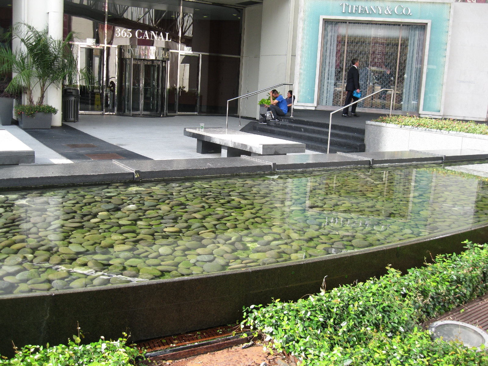 Lovely fountain by a fancy shopping mall