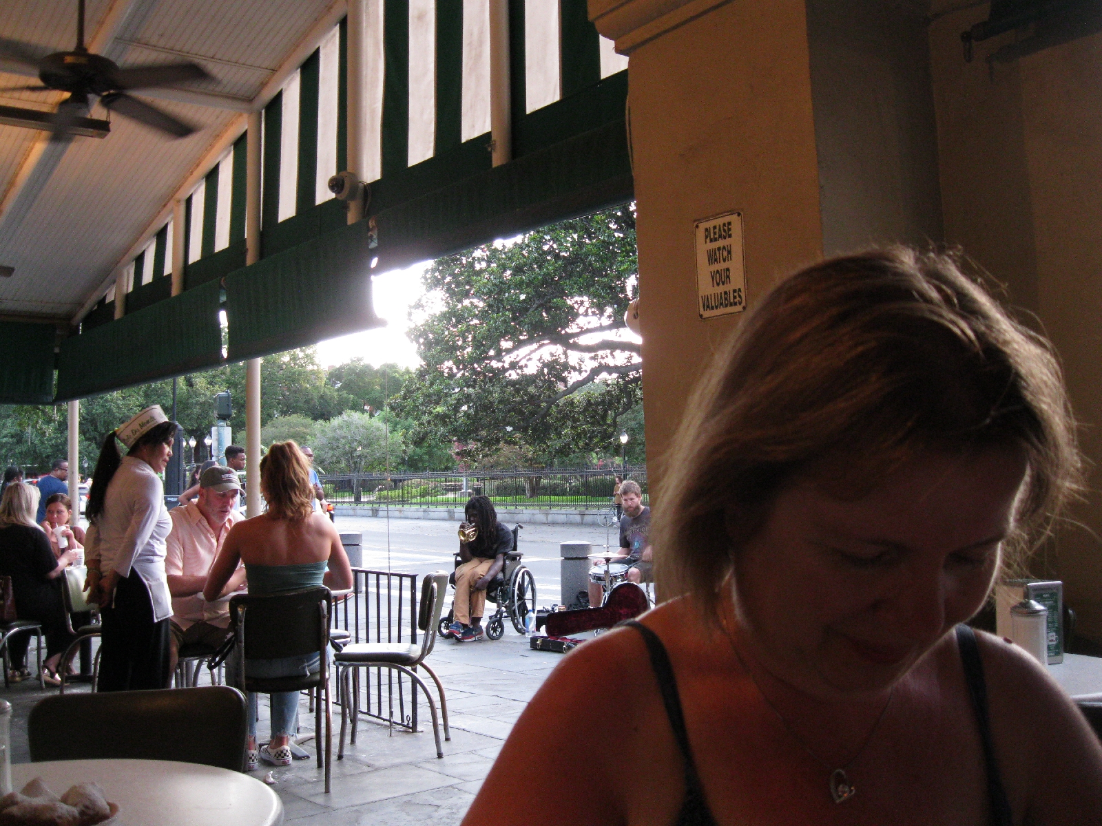 A busking jazz band provided entertainment for our Cafe Du Monde  dessert