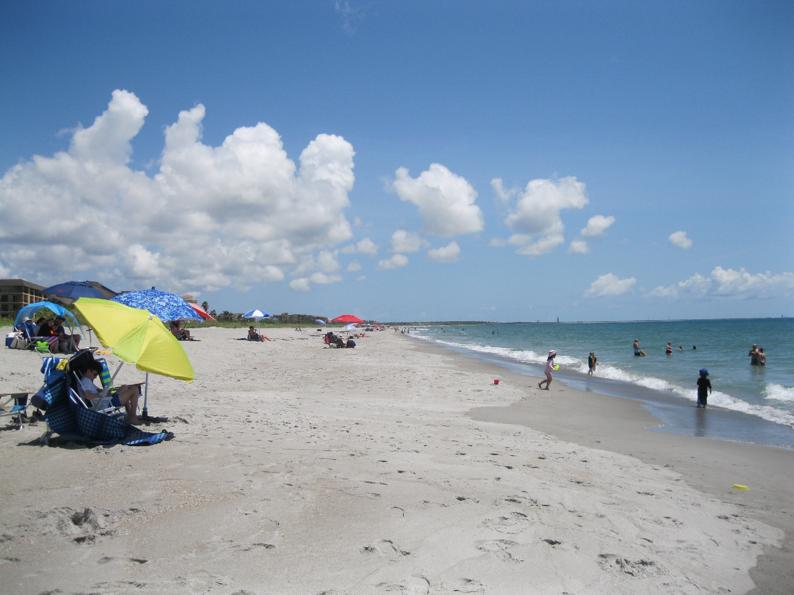 Father's day crowd on the beach.