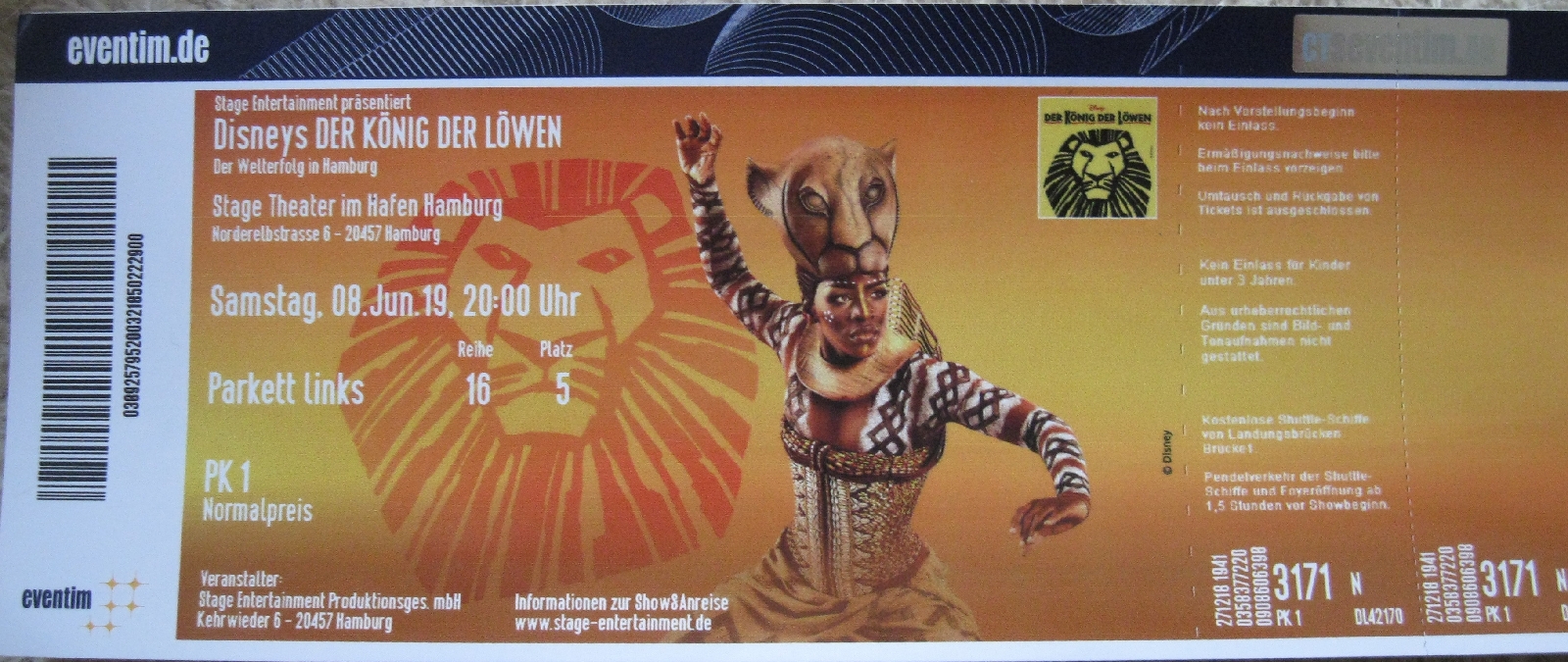 Lion King Ticket