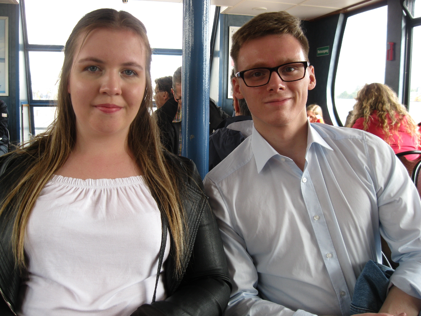 Mindi and Fin on the Ferry