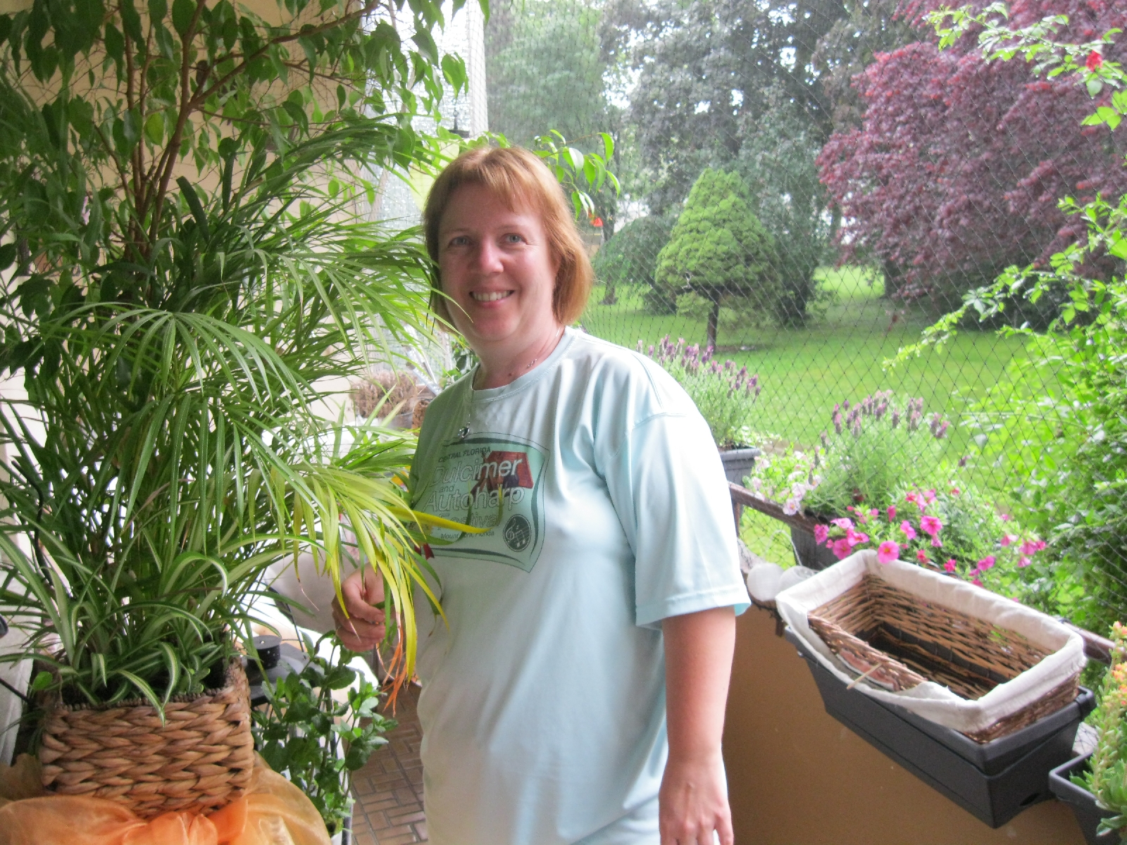 Chris on her balcony